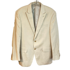 Calvin Klein Men's Linen Blend Cream Single Breasted Blazer 40R Beachy Old Money